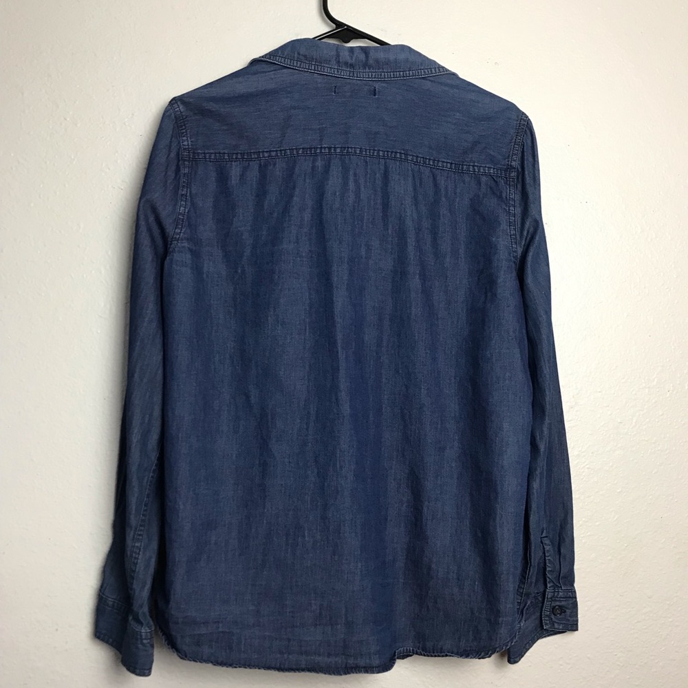 Old Navy Dark Wash Chambray Button Up Shirt - Picture 7 of 8